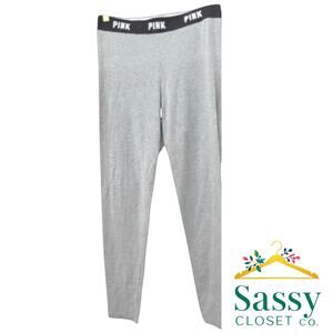 Victoria Secret PINK Leggings M EUC Heather Gray High Rise Cotton Lounge Pants